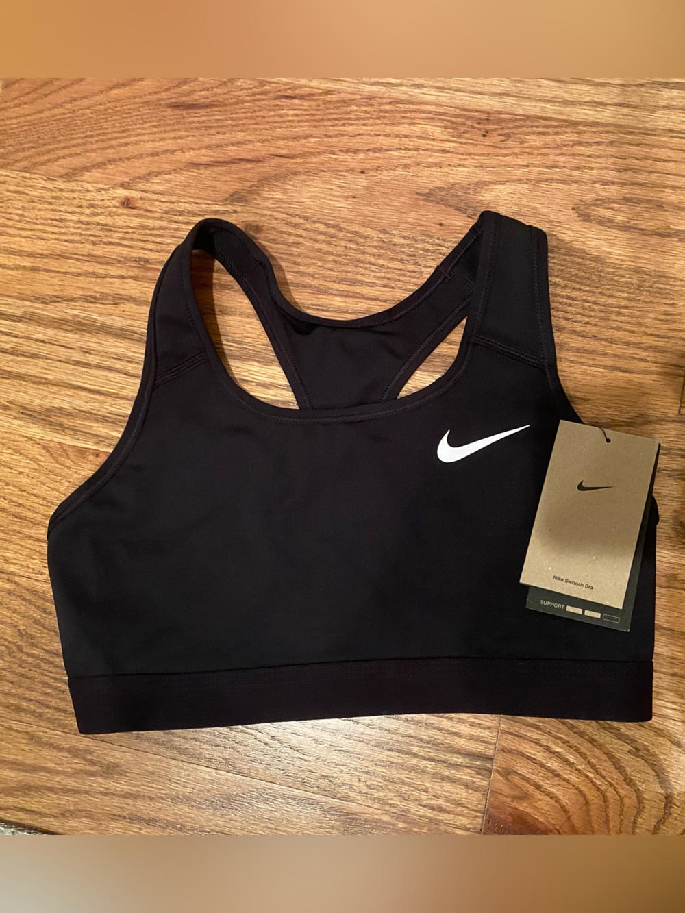 Nike Black Racerback Sports Bra with White Swoosh